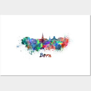 Bern skyline in watercolor Posters and Art